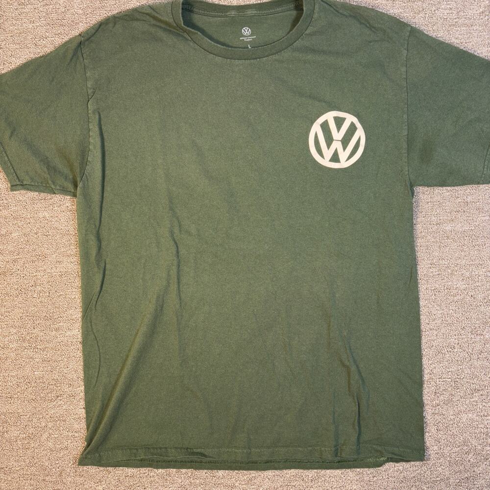Volkswagen Mens Bigfoot Sasquatch Olive Green Graphic Shirt Short Sleeve Size L - Picture 3 of 6